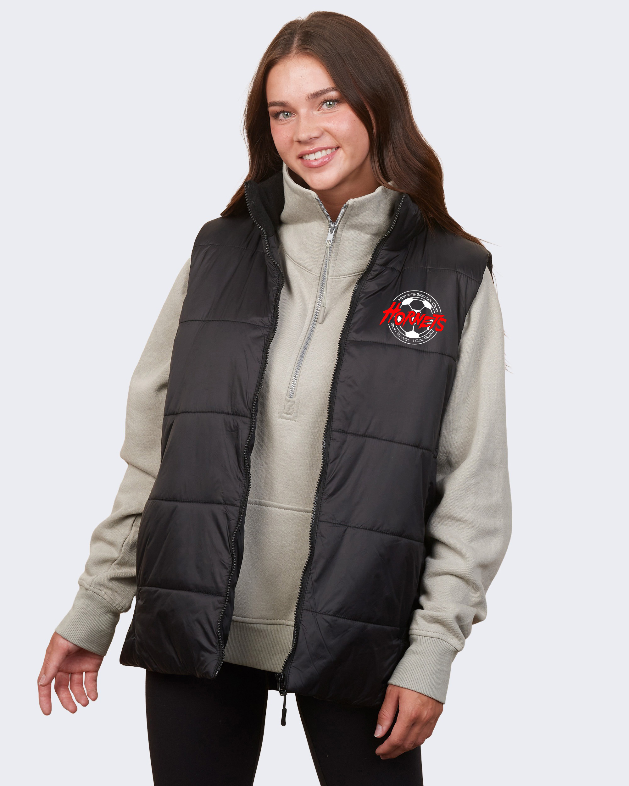 Women's Puffer Vest with Classic Hornets Logo